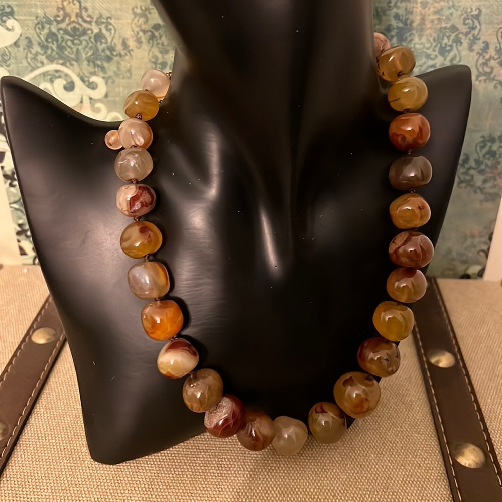 Vintage Brown and Cream Beaded Necklace